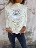 Women's New Casual Loose Hollow Sweater Round Collar Knitting
