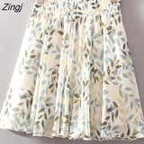 Women 28 Colors Fashion Simple Elastic Waist Summer Elegant Student Folds All-match Ulzzang Female Leisure Floral