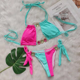 Zingj 2024 New Crystal Diamond Bikini Sexy Quilting Tied With Women's Split