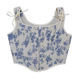 Front Strap French Retro Fishbone Corset Short Vest Bustier Crop Women's