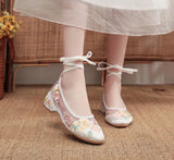 Zingj Shoe Net Shoe Sandals Bag Root Embroidered Cloth Shoes Low Heel Women's Shoes 2023 New National Wind New