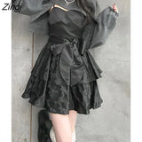 Winter Black Sexy Strap Dress Women Patchwork Elegant Slim Casual Mini Dress Female Korean Fashion Bow Designer Party