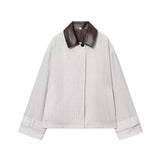 Women's Clothing Explosion Fashion Casual Leather Collar Short Wind
