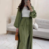 Women's Dress Ribbon Bubble Sleeve Middle East Dubai Elegant Cardigan Tying Bra Strap Half Body Two-Piece