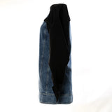 New Round-Neck Denim Collevetic Collider Pintap Crash Color Removable Heap Sleeve Dress