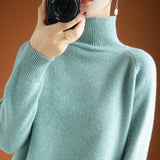 Zingj Winter New Half High Collar Sweater Female Inside Build Not Cashmere Long Sleeve Thick Knit Bottom Shirt Loose Jacket-Outfit