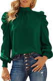 Sleeve Turtleneck Bubble Casual High Collar Loose Top Women's