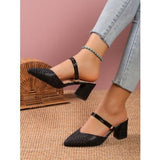 Sandals 2025 Summer New Temperament Niche Tip Mid-Bag Small High Heel One-Shoe Two Women's