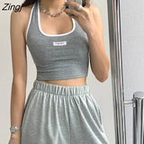 Women Halter Backless Sexy Streetwear Cropped Tops Off-shoulder All-match Ins Ulzzang Leisure Chic Female Summer