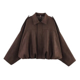 Spring New Velvet-Sensitive Collared Loose Bomber Jacket