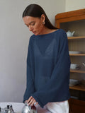 Zingj Sweater 2024 Spring / Summer New Female Perspective Thin Big Round Collar Horn