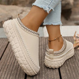 Thick Bottom Slippers Women In The Autumn And Winter Of 2025 New With Velvet Thicken And Warm Cotton Slippers
