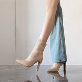 Velvet Short Boots Women In The Autumn And Winter Of 2025 New Pointed Head Rough And Fashionable High Elastic And Thin