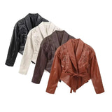 Women's Explosive Retro Casual Leather Jacket Jacket - High Quality