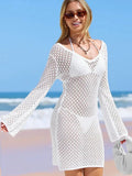 New Beach Shirt Solid Color Knitted Flouse Beach Bikini Swimwear Shirt