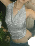 Punk Metallic Halter Crop Tank