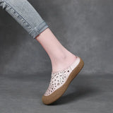 Half Slippers Women's Summer New National Style Wear Retro Soft Sole Shoes Flat Sandals Hollow Women's