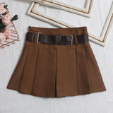 Shooting With Belt 100-Fold Skirt 2025 Summer Korean Version Of Small Short Skirt High-Waisted A Word Umbrella Skirt