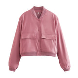 Color 2025 Spring And Autumn New Stand-Up Big Pocket Women's Jacket Women's