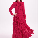 Industry French Court Stormy Fishtail Wave Shows Thin Lotus Leaf Side Dress Waist Scarf Scarf