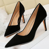 Shoes Rivet Woman Pumps 2021 New High Heels Stiletto Pu Leather Women Heels Sexy Party Shoes Female Heel Plus Size