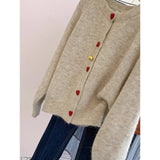 Glutinous Casual Round-Neck Love Buckle Sweater Coat Women's New Loose College Style Knitted Sweater Tops In