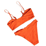 Zingj New Sexy Swimsuit Metal Accessories Hollow Bikini Solid Color Strapless High Waist Women's