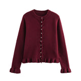 Autumn New Temperament Round Neck Simple Stacked Knitted Coat
