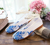 Zingj Shoes Sandals Net Gauze Shoes Ox Tendon Bottom Summer Style Ethnic Wind Embroidered Cloth Shoes Women's Shoes Female Student