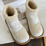 Version Of The New Soft Base Hair Outlet Zipper Short Boots Women Thick Bottom Plus Velvet Round Head Color Nude Boots