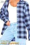 Spring Autumn Tops Women Plaid Shirts Loose Oversize Blouses Casual Flannel Female Top Long Sleeve shirts