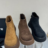 Kraft Big Head Pine Cake Thick Bottom Martin Boots After The Zipper Smoke Barrel Small Man Height Small Short Boots