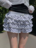 Girl Wind Reduction Wave Point Print Low-Waist Cake Short Skirt Babes Simple Body Dress