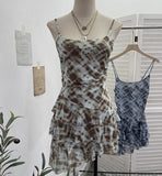 Shooting Mesh Yarn Irregular Rivet Vest Dress Women 2025 Summer Dress New Lotus Edge Sleeveless Top