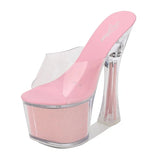 Zingj New Korean Version Of The Nightclub Car Model Shoes Super High Heels Thick Heel Waterproof Platform Sandals Transparent Crystal