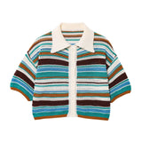 2025 New Crochet POLO Shirt Knitted Knitted Blouse Shorts Set