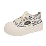 White Shoes Women In The Autumn And Winter Of 2025 New Round Head Thick Soles Raised With Large Head Bread Shoes With Canvas