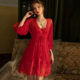 Simulated Silk Leaf Broad Sleeve Bathrobe Bathrobe New With Coat Morning
