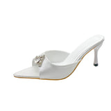 Summer Sharp-Toed Water Drill High Heel Sandals Thin Heel Pink High