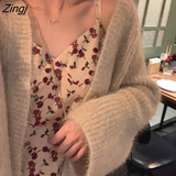 Dresses Women Sexy Ladies Clothes Print Mid-Calf V-Neck All-match Casual High Waist Ins Harajuku Elegant College