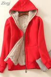 Women's Warm Casual Hoodie Jacket Ladies Thick Velvet Long Sleeve Zipper Lamb Cashmere Hoodies Female