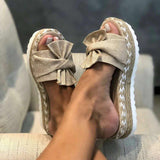 A Word Beach Slippers Women Thick Bottom Slope And Hemp Rope Large Size Cold