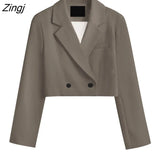 Women Cropped Simple Classic Spring Long Sleeve Elegant Office Lady High Street 13 Colors Fashion Popular Basic