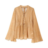Women's New Lace Decoration Chiffon Loose Long-Sleeved Shirt