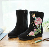 Zingj Boots Six Centimeters High Heel Ankle Boots Spring And Autumn Cloth Boots Women's Ankle Boots Embroidered Shoes Cloth Shoes Hanfu