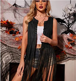 Shawl Velvet Tuff Tumae Coat Lady Sleeveless Long Horse Clip Open