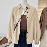 Velvet Solid-Colored Shirt Women's New Spring Retro Korean Version Of Loose And Loose Lazy Casual