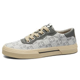 Autumn New Men's Shoes Fashion Small Casual Men's Canvas Shoes Print Low-Top Flat-Bottomed