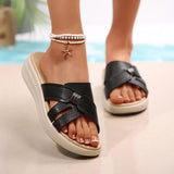 New Thick Bottom Slippers Cross-Band Exposed Toe Middle-Of-Year-Old Cool Slippers Wearing Stylish Comfortable Soft Bottom Mom