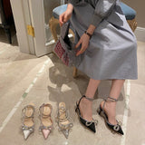 Shoes New Fashion Pointed Toe Rhinestone Bow Stiletto Heel Strap